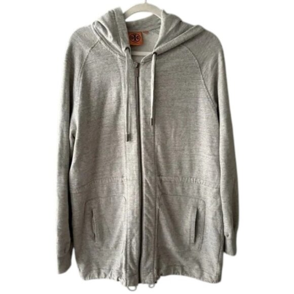 Tory Burch zip up hoodie jacket grey unisex size L - Picture 2 of 3